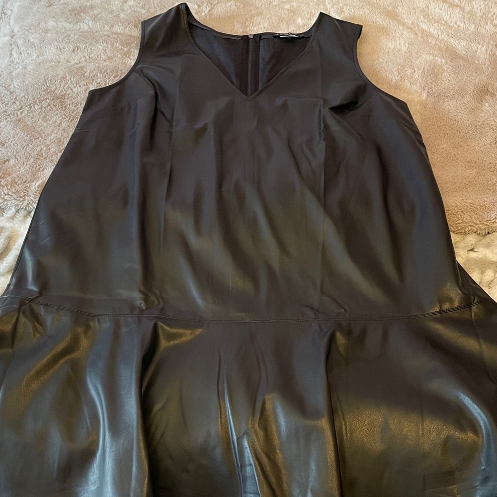 VENUS Black Faux Leather Dress